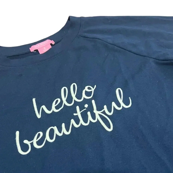 Isaac Mizrahi Navy Hello Beautiful Embroidered Sweater S - Picture 2 of 4